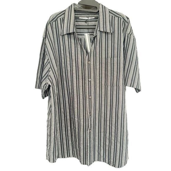 Linea Dome XL Men's Striped Short Sleeve Button-Up Shirt Multicolor Point Collar - Picture 6 of 14